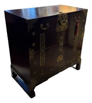 Korean Elmwood Bandaji Chest With Brass Hardware and Original Fish Lock Key [Rg]