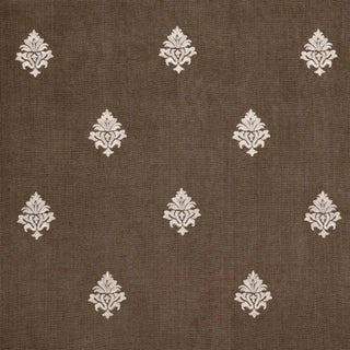 Schumacher Lorenzo Embroidery Fabric in Coffee Bean For Sale