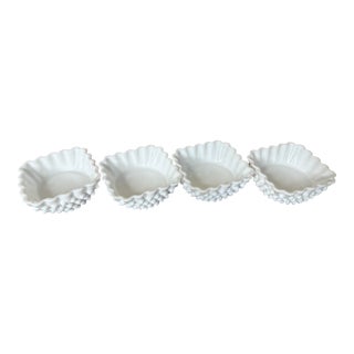 Fenton 1950's Hobnail Ceramic Milk Glass Bowls- Set of 4 For Sale