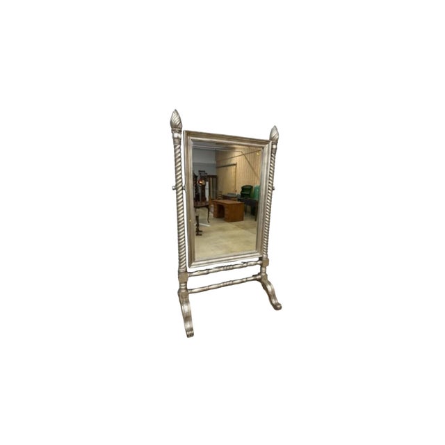 Late 20th Century Maitland-Smith Neoclassical Silver Leaf Dressing Floor Mirror For Sale - Image 5 of 18