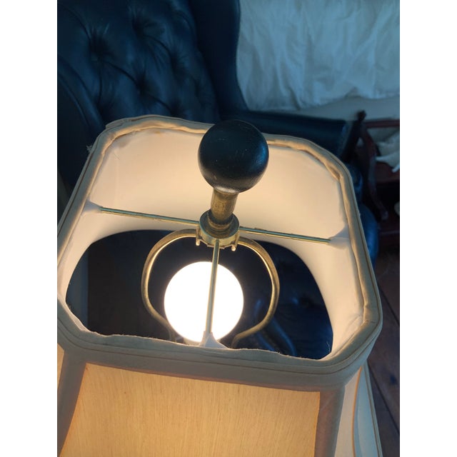 Wood Vintage Hand‑Painted Chinese Peony Porcelain Ginger Jar Lamp With Vintage Silk Shade for Palm Beach Chic, Grandmillennial & Chinoiserie - See Pics! For Sale - Image 7 of 11
