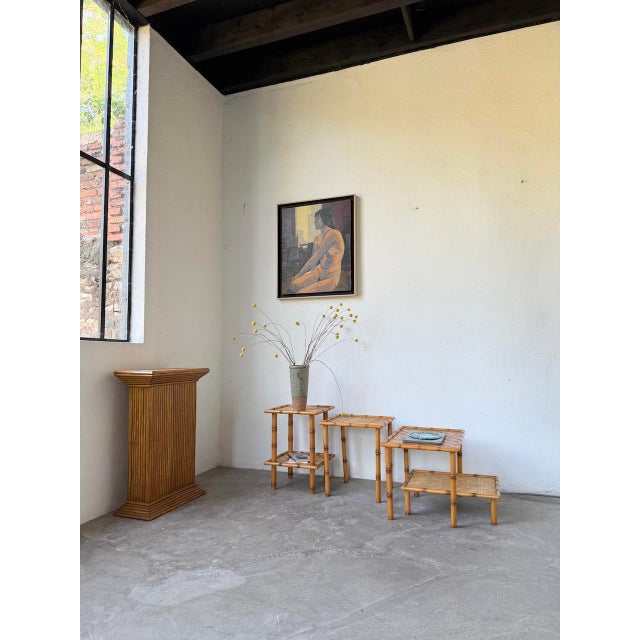 Nesting Tables in Rattan and Wicker, 1970, Set of 4 For Sale - Image 4 of 18