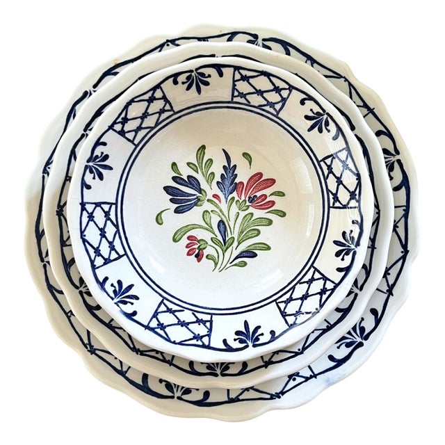 Vintage Johnson Brothers Provincial Hand Engraved Ironstone Bowls, 13-Piece Set, England For Sale