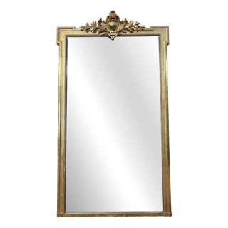 Louis XVI Style Pediment Mirror in Gilded Wood For Sale