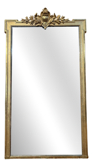 Louis XVI Style Pediment Mirror in Gilded Wood