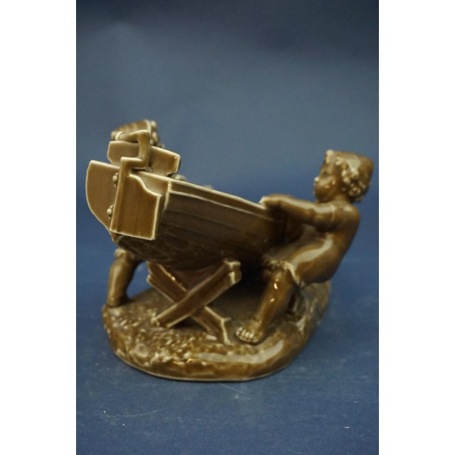 19th Century Ceramic Sculpture of Children with a Boat from Schlaggenwald, Bohemia, Austria For Sale - Image 9 of 18