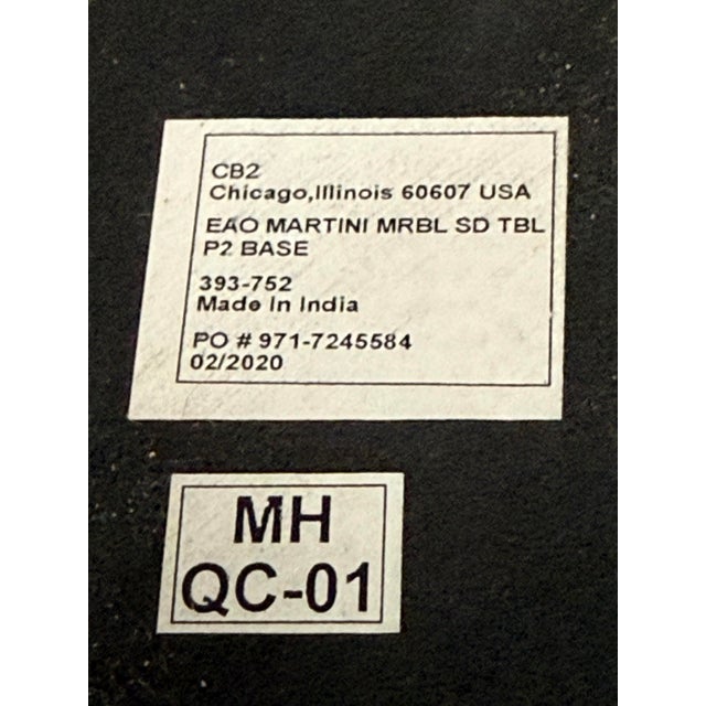 Vuue for Cb2 Martini Marble Side Table For Sale - Image 11 of 12