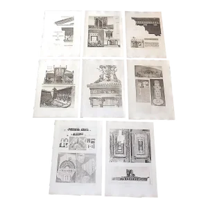 Antique 19th Century Architectural Heliogravures - Set of 8