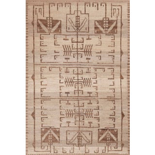 Nazmiyal Collection Neutral Earthy Brown Cream Tribal Geometric Modern Area Rug For Sale