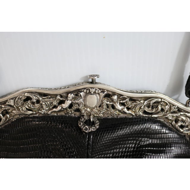 Antique 1905 Gorham Sterling Silver Cherub Frame Lizard Skin Artisan Handbag For Sale - Image 12 of 12