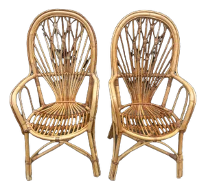 Set of Midcentury Rattan Armchairs, 1950s