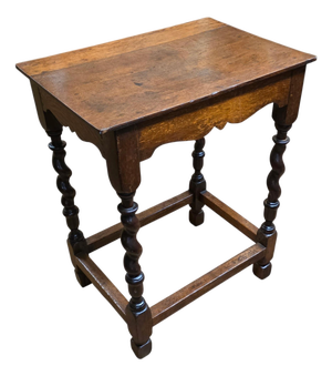 Late 17th Century English Oak Side Table With Spiral-Turned Legs and Scalloped Frieze, Circa 1680–1700