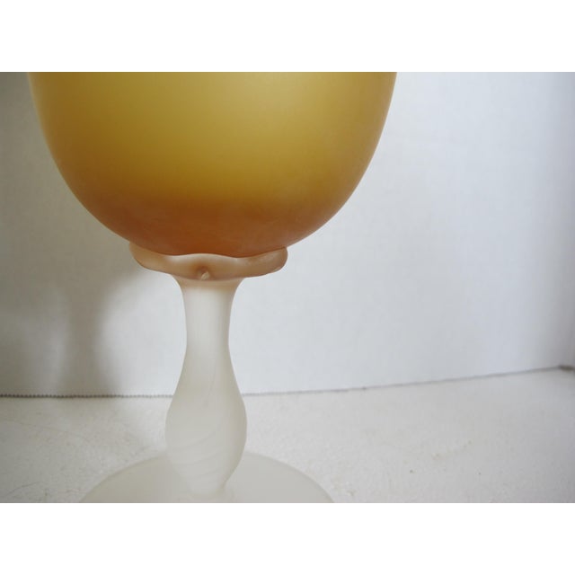 Mid-Century Modern Mid 20th Century Empoli Italy Satin Glass Amber Covered Apothecary Jar For Sale - Image 3 of 7