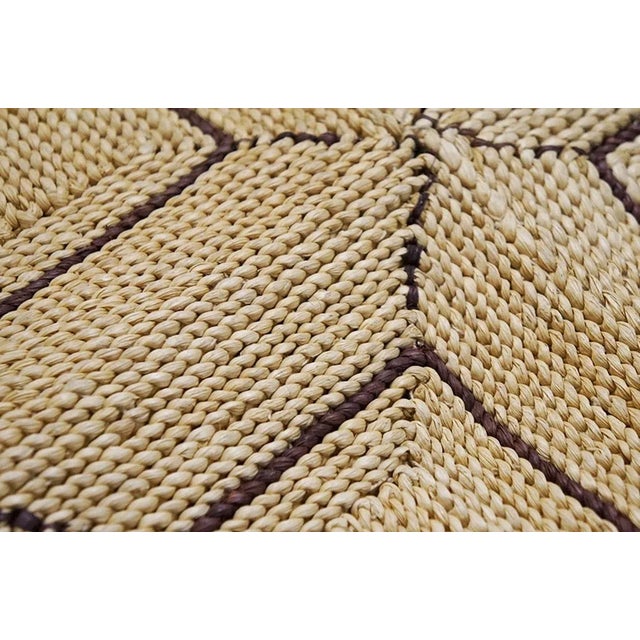1950s 1950s Beige Cream Vintage Geometric Reed American Knotted Mid Century Modern Rug For Sale - Image 5 of 7
