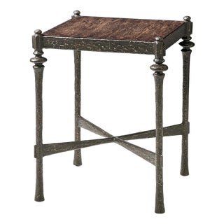 Modern Rustic Hammered Iron Side Table For Sale