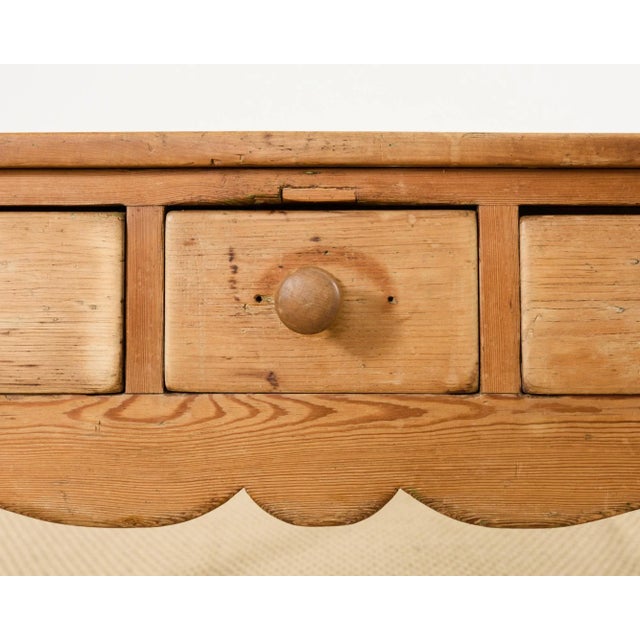 Country English Farmhouse Pine Three Drawer Console Table For Sale - Image 9 of 12