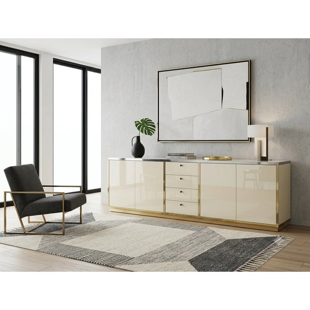 Vintage Beige and Gold Lacquered Wooden Sideboard, 1970s For Sale - Image 10 of 11