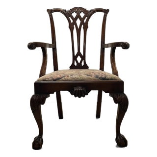 19th Century Antique Carved Mahogany Chippendale Style Ball & Claw Foot Side/Desk Chair For Sale
