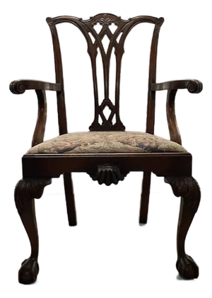 19th Century Antique Carved Mahogany Chippendale Style Ball & Claw Foot Side/Desk Chair