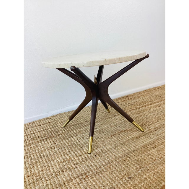 1960s Vintage 1960s mId Century Modern Starburst Base Marble Top Side Table For Sale - Image 5 of 9