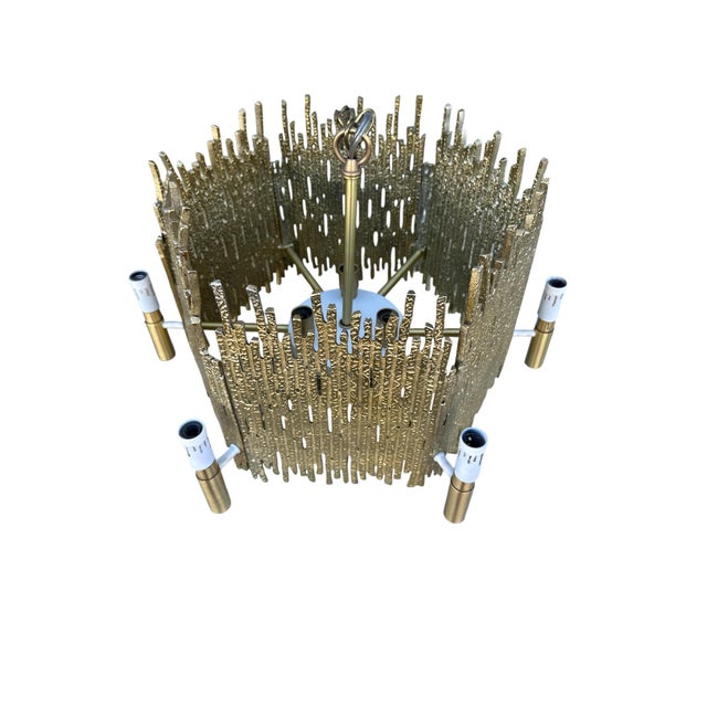 Mid 20th Century Mid 20th Century Brutalist Brass Chandelier For Sale - Image 5 of 5
