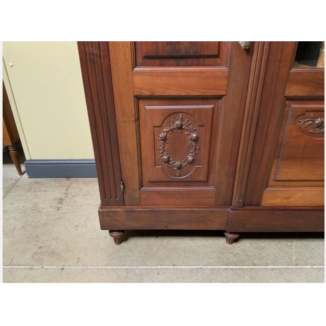 Antique Art Nouveau Walnut Bookcase, 1910 For Sale - Image 11 of 13