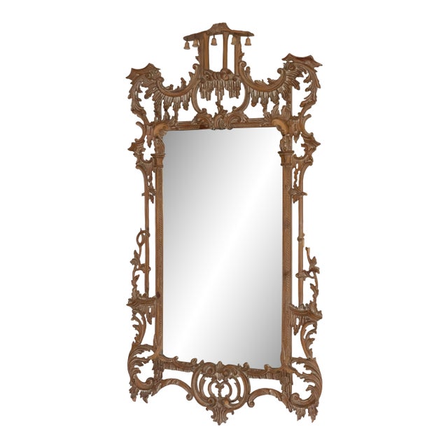 Vintage Italian Hand-Carved Giltwood Mirror by La Barge, Mid-20th Century For Sale
