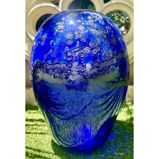 Rare Large Kent F. Ipsen Cobalt Blue Studio Glass Vase, Signed & Dated 1977 – Richmond VA • 15¼" Exceptional large hand-...
