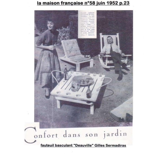 Rare and documented French modernist rocking chair model “Deauville”, designed by Gilles Sermadiras De Pouzols de Lile and...