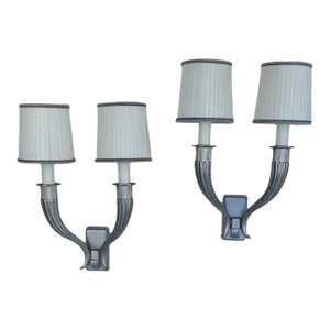 French Art Deco Jacques Ruhlmann Style Silver Wall Sconces, George v Hotel Paris