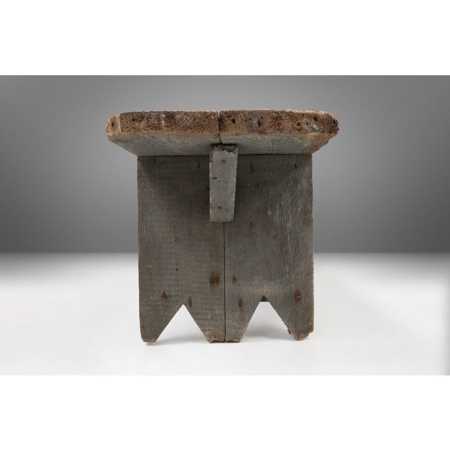 Industrial Grey Wooden Bench, France, 1890s For Sale - Image 10 of 11