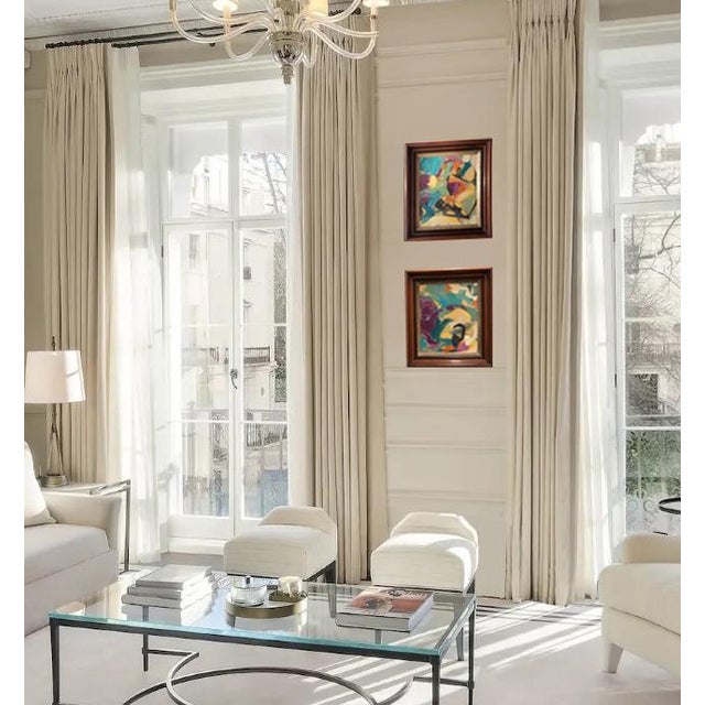 Contemporary Pair of Contemporary Abstract Paintings in Antique Frames For Sale - Image 3 of 4