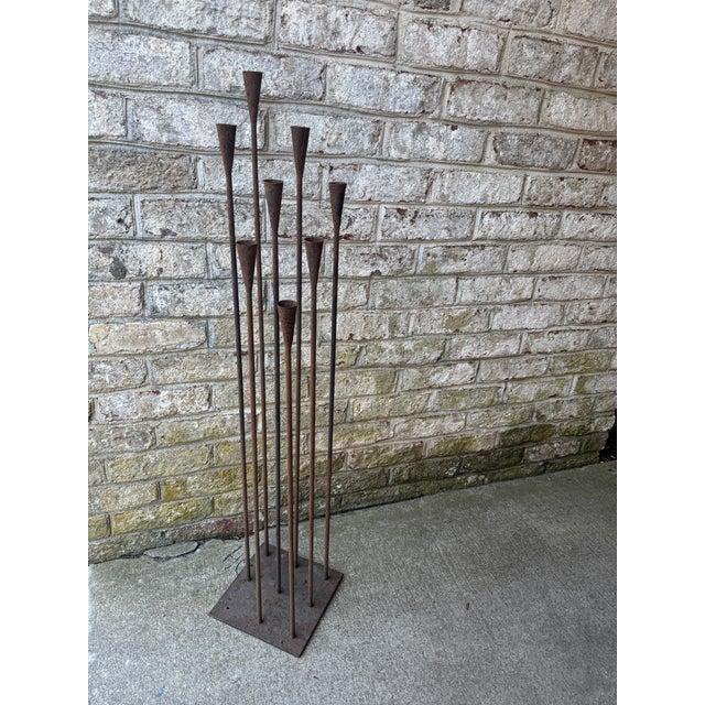 Vintage Metal Floor Candelabra For Sale - Image 11 of 12