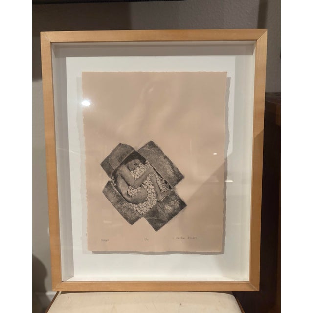 Wood 1990s Expressionist Lithograph by Artist Katelyn Bladel, Framed & Signed For Sale - Image 7 of 7