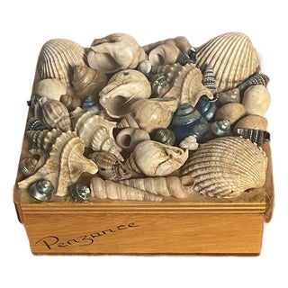 Vintage Sailors Valentines Sea Shells Encrusted Small Box For Sale