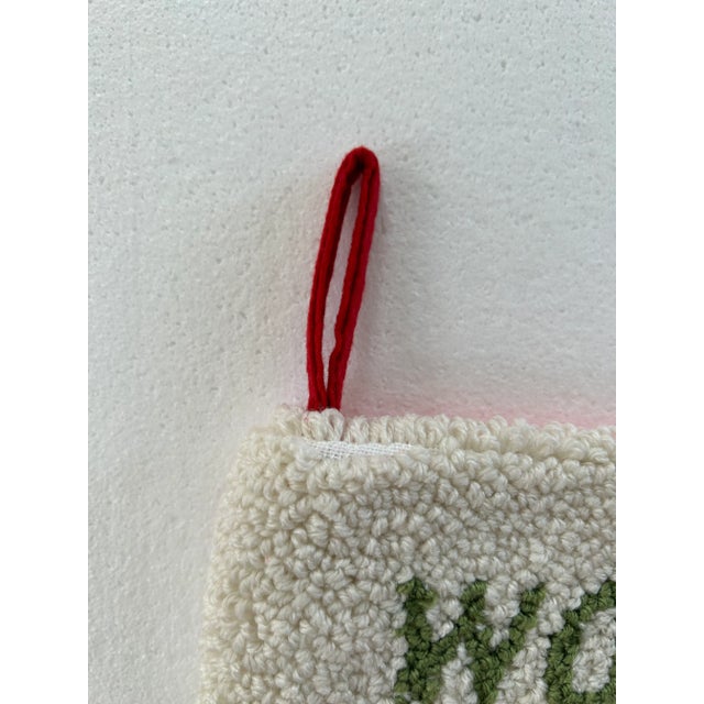 Textile 21st Century Hand Hooked Dog Christmas Stocking - "Woof" For Sale - Image 7 of 9