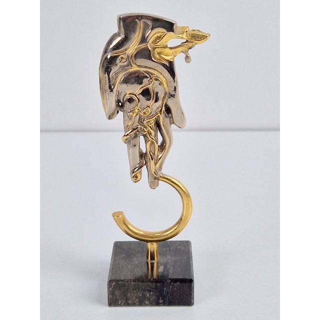 Gold Abstract Gilded Bronze Face in Hand Sculpture by Jean-Paul Cleren, 1980s For Sale - Image 8 of 12