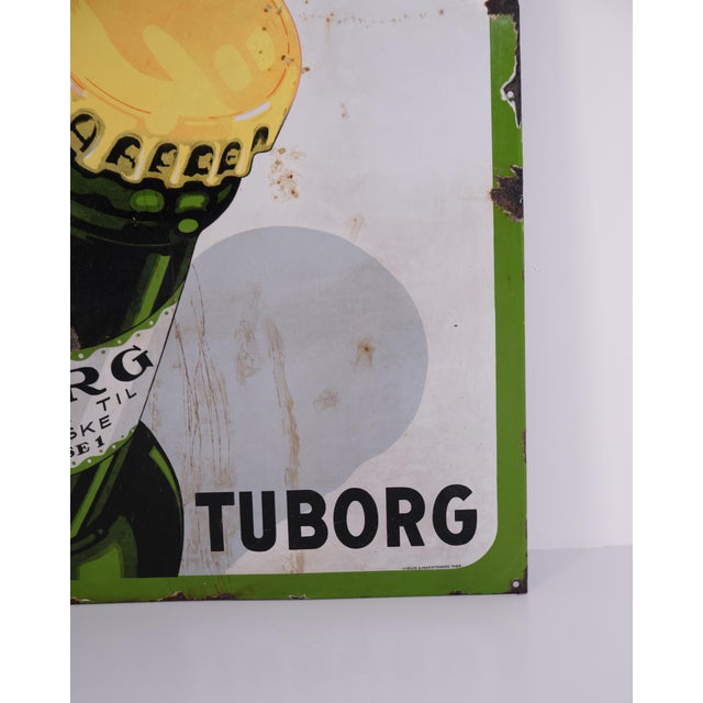 Large Enamel Sign Featuring the Green Tuborg Bottle, Copenhagen For Sale - Image 6 of 8
