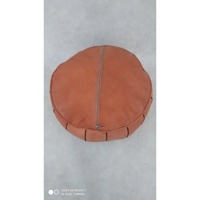 Contemporary Moroccan Leather Pouf Ottoman For Sale - Image 4 of 8