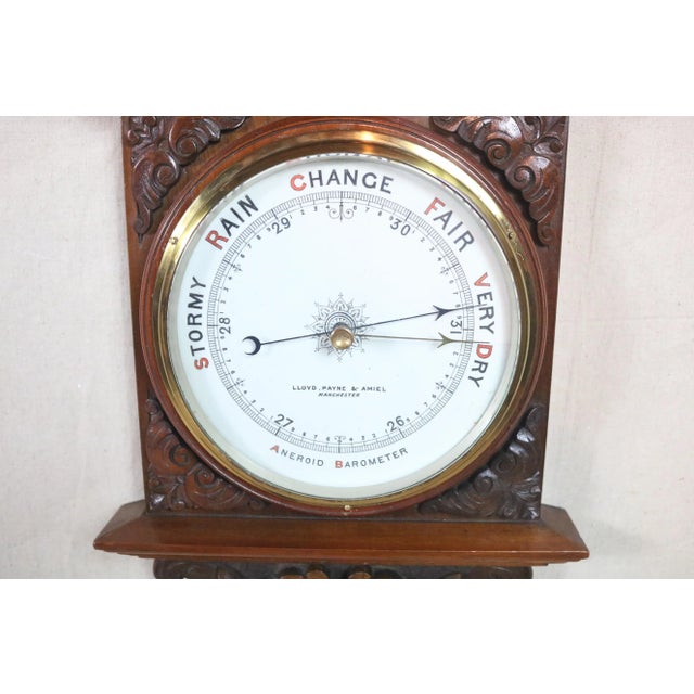 English Edwardian Aneroid Barometer in Walnut Case For Sale - Image 6 of 8