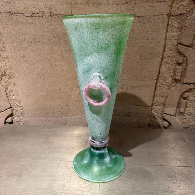 1960s Classic Mid-Century Italian Murano Glass Scavo Vase Decorative For Sale - Image 5 of 12