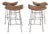 Set of Four Brazilian Leather and Stainless Steel Bar Stools by Fernando Jaeger For Sale