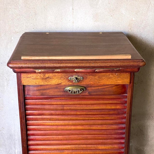 Vintage Notarys Cabinet with Roll-Top Door, 1930s For Sale - Image 9 of 12