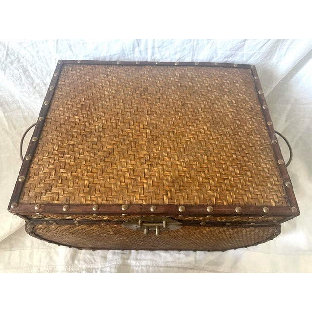 Wood Wovan Rattan Storage Box For Sale - Image 7 of 7