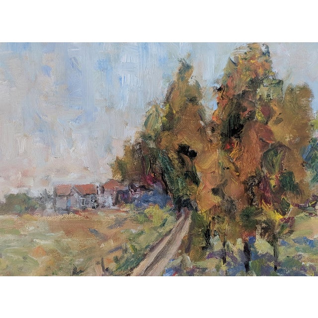 Original Impressionist Fall Farmland Landscape Oil Painting Framed For Sale - Image 9 of 9