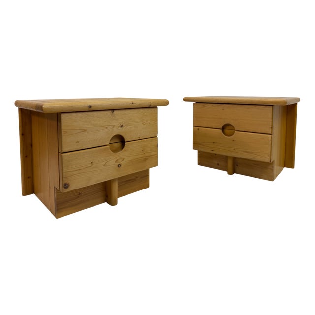 Brutalist Pine Bedside Tables, 1960s, Set of 2 For Sale