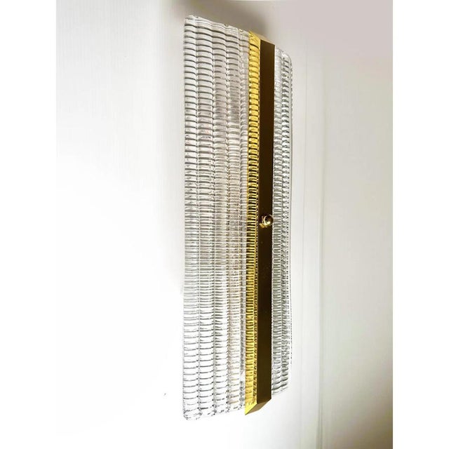 Contemporary Gold Murano Glass Rectangular Diamanted Wall Sconces by Simoeng, Set of 2 For Sale - Image 3 of 9