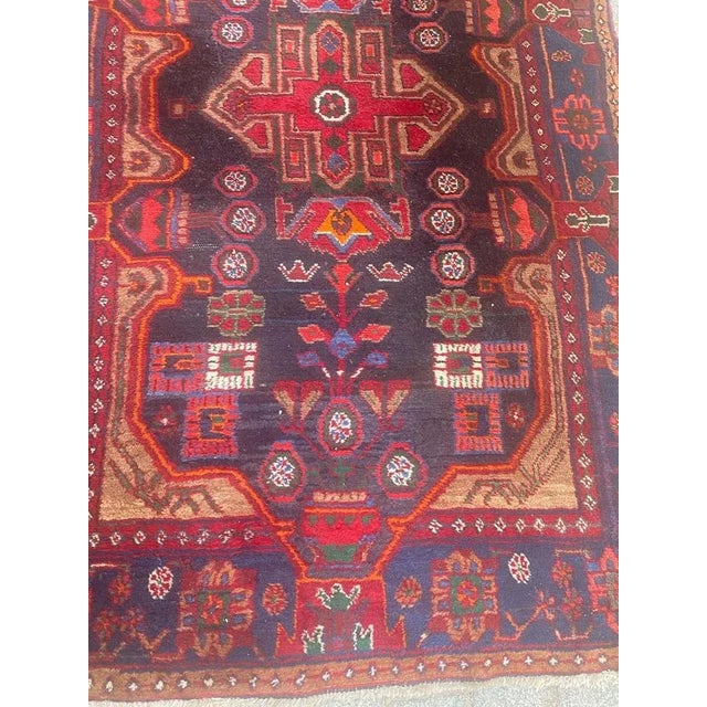Very beautiful midcentury runner with beautiful geometric and tribal design and beautiful colors, entirely hand knotted...