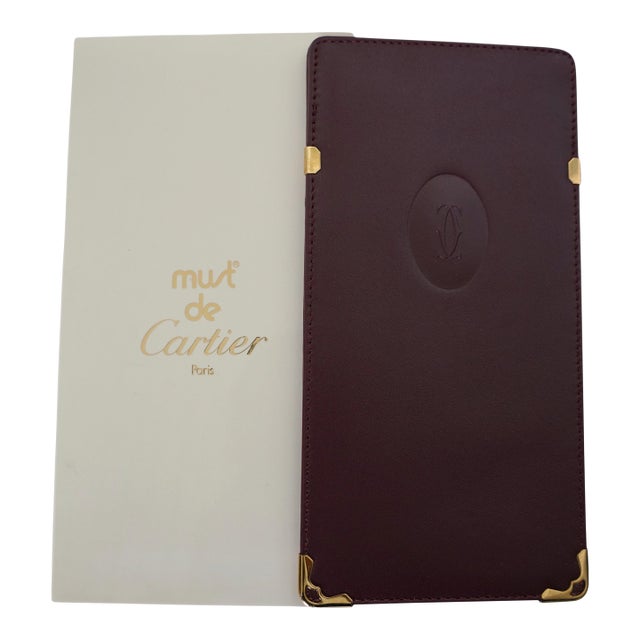 Cartier Bordeaux Leather & Gold Eyeglass Case, 1980s For Sale