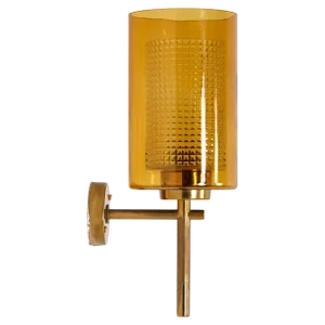 Brass and Glass Wall Lamp, Sweden, 1950s